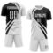 Custom White Black Diagonal Streamline Color Block Swirl Curve Lines Sublimation Soccer Uniform Jersey