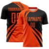 Custom Orange Black Diagonal Streamline Color Block Swirl Curve Lines Sublimation Soccer Uniform Jersey