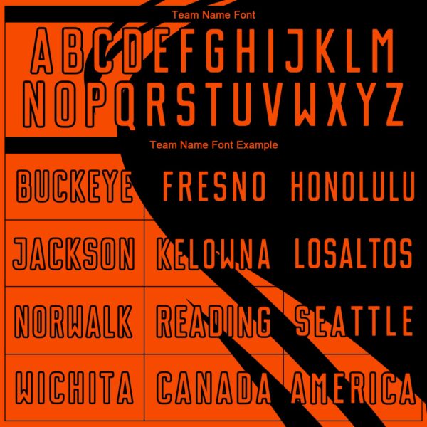 Custom Orange Black Diagonal Streamline Color Block Swirl Curve Lines Sublimation Soccer Uniform Jersey