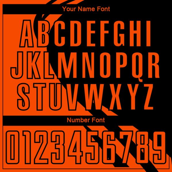 Custom Orange Black Diagonal Streamline Color Block Swirl Curve Lines Sublimation Soccer Uniform Jersey