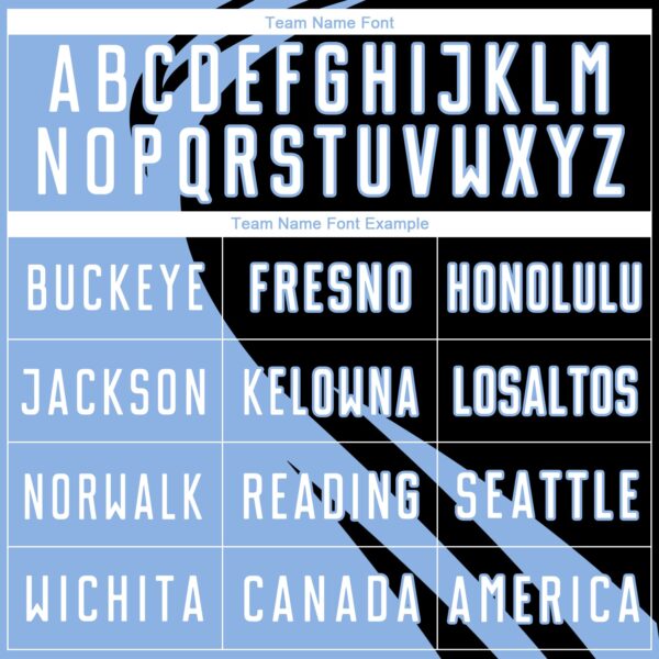 Custom Light Blue White-Black Diagonal Streamline Color Block Swirl Curve Lines Sublimation Soccer Uniform Jersey