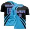 Custom Sky Blue Pink-Black Diagonal Streamline Color Block Swirl Curve Lines Sublimation Soccer Uniform Jersey