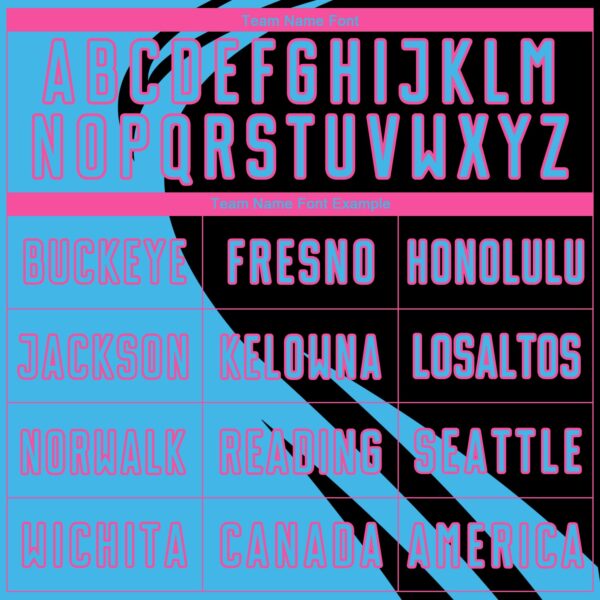 Custom Sky Blue Pink-Black Diagonal Streamline Color Block Swirl Curve Lines Sublimation Soccer Uniform Jersey