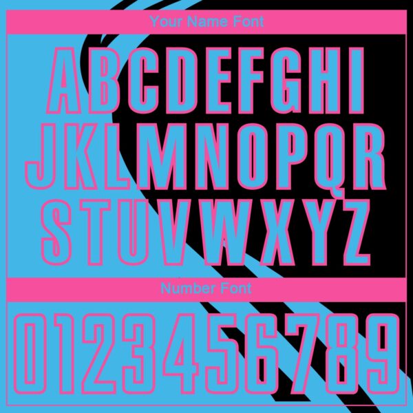 Custom Sky Blue Pink-Black Diagonal Streamline Color Block Swirl Curve Lines Sublimation Soccer Uniform Jersey