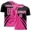 Custom Pink Black-White Diagonal Streamline Color Block Swirl Curve Lines Sublimation Soccer Uniform Jersey