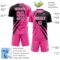 Custom Pink Black-White Diagonal Streamline Color Block Swirl Curve Lines Sublimation Soccer Uniform Jersey