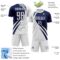 Custom White Navy Diagonal Streamline Color Block Swirl Curve Lines Sublimation Soccer Uniform Jersey