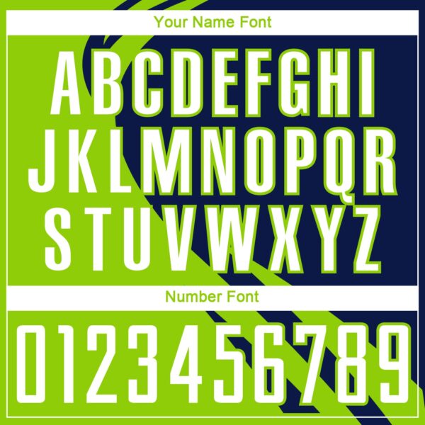 Custom Neon Green White-Navy Diagonal Streamline Color Block Swirl Curve Lines Sublimation Soccer Uniform Jersey