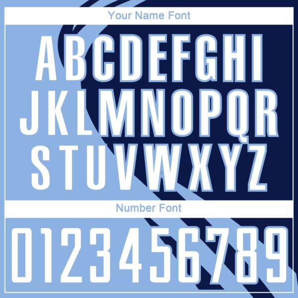 Custom Light Blue White-Navy Diagonal Streamline Color Block Swirl Curve Lines Sublimation Soccer Uniform Jersey