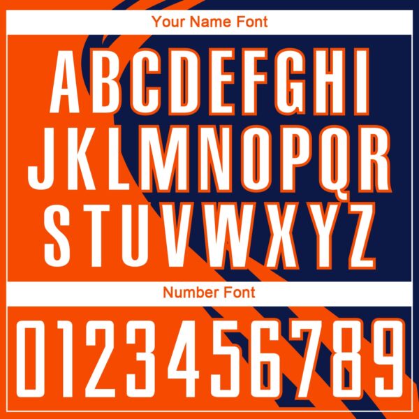 Custom Orange White-Navy Diagonal Streamline Color Block Swirl Curve Lines Sublimation Soccer Uniform Jersey