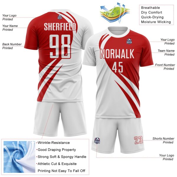 Custom White Navy Diagonal Streamline Color Block Swirl Curve Lines Sublimation Soccer Uniform Jersey