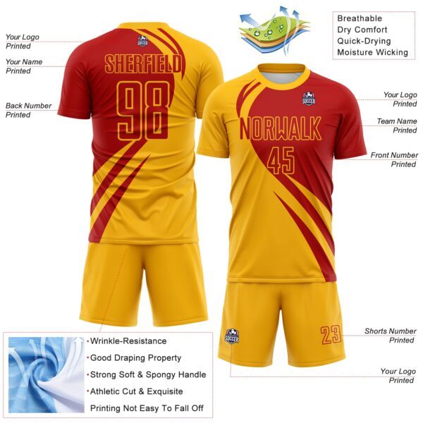 Custom Navy Red Diagonal Streamline Color Block Swirl Curve Lines Sublimation Soccer Uniform Jersey