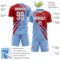 Custom Light Blue White-Red Diagonal Streamline Color Block Swirl Curve Lines Sublimation Soccer Uniform Jersey