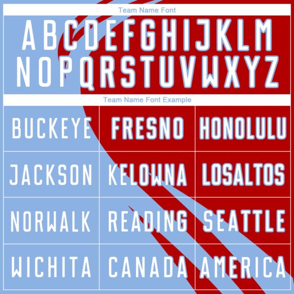 Custom Light Blue White-Red Diagonal Streamline Color Block Swirl Curve Lines Sublimation Soccer Uniform Jersey