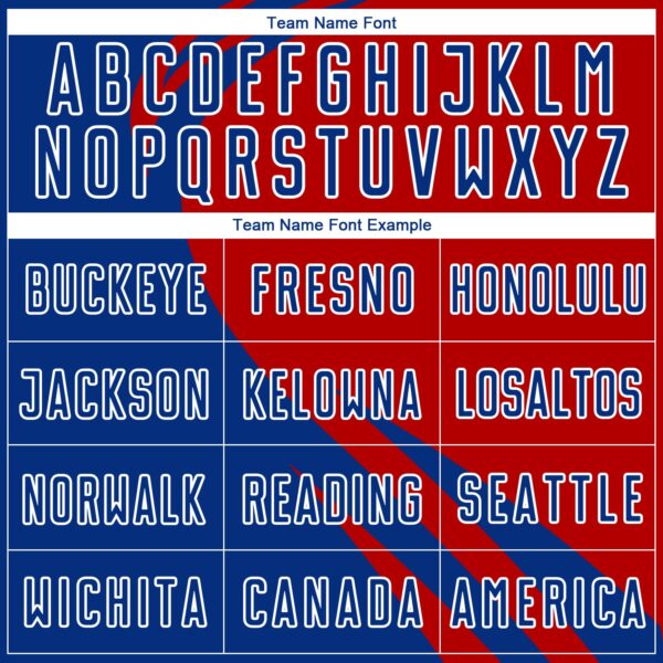 Custom Royal Red-White Diagonal Streamline Color Block Swirl Curve Lines Sublimation Soccer Uniform Jersey