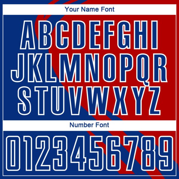 Custom Royal Red-White Diagonal Streamline Color Block Swirl Curve Lines Sublimation Soccer Uniform Jersey