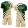 Custom Cream Green Diagonal Streamline Color Block Swirl Curve Lines Sublimation Soccer Uniform Jersey