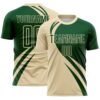 Custom Cream Green Diagonal Streamline Color Block Swirl Curve Lines Sublimation Soccer Uniform Jersey