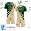 Custom Cream Green Diagonal Streamline Color Block Swirl Curve Lines Sublimation Soccer Uniform Jersey