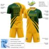 Custom Gold Green Diagonal Streamline Color Block Swirl Curve Lines Sublimation Soccer Uniform Jersey