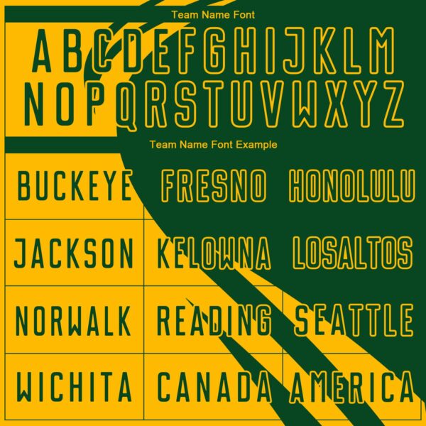 Custom Gold Green Diagonal Streamline Color Block Swirl Curve Lines Sublimation Soccer Uniform Jersey