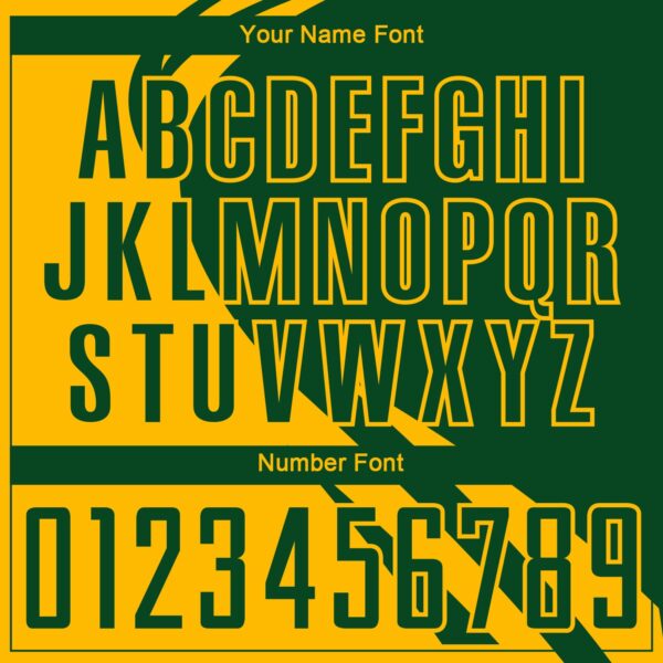 Custom Gold Green Diagonal Streamline Color Block Swirl Curve Lines Sublimation Soccer Uniform Jersey