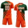 Custom Orange White-Green Diagonal Streamline Color Block Swirl Curve Lines Sublimation Soccer Uniform Jersey