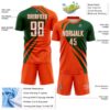 Custom Orange White-Green Diagonal Streamline Color Block Swirl Curve Lines Sublimation Soccer Uniform Jersey