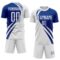 Custom White Royal Diagonal Streamline Color Block Swirl Curve Lines Sublimation Soccer Uniform Jersey