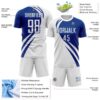 Custom White Royal Diagonal Streamline Color Block Swirl Curve Lines Sublimation Soccer Uniform Jersey
