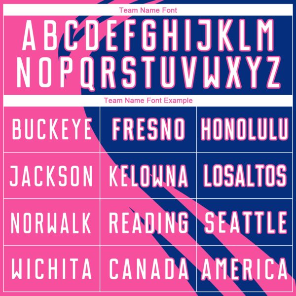 Custom Pink White-Royal Diagonal Streamline Color Block Swirl Curve Lines Sublimation Soccer Uniform Jersey