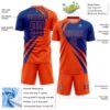Custom Orange Royal Diagonal Streamline Color Block Swirl Curve Lines Sublimation Soccer Uniform Jersey