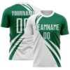 Custom White Kelly Green Diagonal Streamline Color Block Swirl Curve Lines Sublimation Soccer Uniform Jersey
