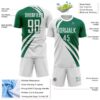 Custom White Kelly Green Diagonal Streamline Color Block Swirl Curve Lines Sublimation Soccer Uniform Jersey