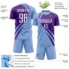 Custom Light Blue White-Purple Diagonal Streamline Color Block Swirl Curve Lines Sublimation Soccer Uniform Jersey