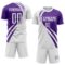 Custom White Purple Diagonal Streamline Color Block Swirl Curve Lines Sublimation Soccer Uniform Jersey