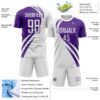 Custom White Purple Diagonal Streamline Color Block Swirl Curve Lines Sublimation Soccer Uniform Jersey