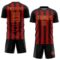 Custom Black Red-Old Gold Vertical Brush Stroke Stripes Sublimation Soccer Uniform Jersey