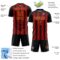 Custom Black Red-Old Gold Vertical Brush Stroke Stripes Sublimation Soccer Uniform Jersey
