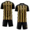 Custom Black Old Gold Vertical Brush Stroke Stripes Sublimation Soccer Uniform Jersey