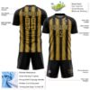 Custom Black Old Gold Vertical Brush Stroke Stripes Sublimation Soccer Uniform Jersey