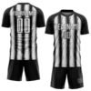 Custom Black White Vertical Brush Stroke Stripes Sublimation Soccer Uniform Jersey