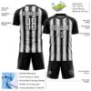Custom Black White Vertical Brush Stroke Stripes Sublimation Soccer Uniform Jersey