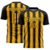 Custom Black Gold Vertical Brush Stroke Stripes Sublimation Soccer Uniform Jersey