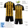 Custom Black Gold Vertical Brush Stroke Stripes Sublimation Soccer Uniform Jersey