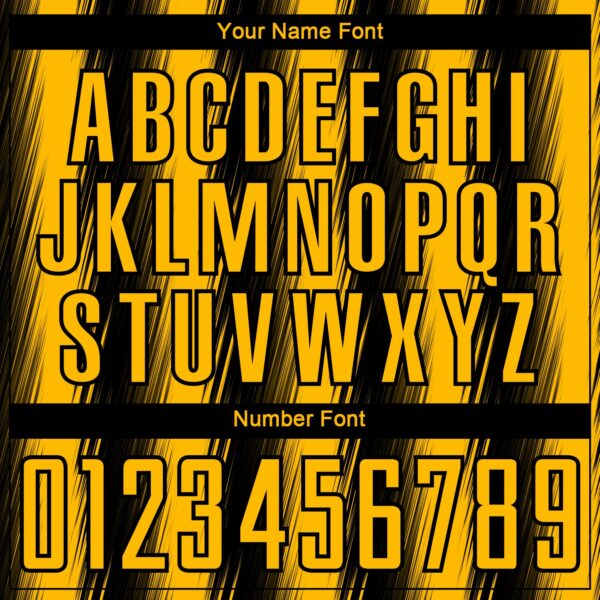 Custom Black Gold Vertical Brush Stroke Stripes Sublimation Soccer Uniform Jersey