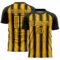 Custom Black Gold Vertical Brush Stroke Stripes Sublimation Soccer Uniform Jersey