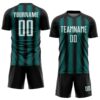 Custom Black White-Teal Vertical Brush Stroke Stripes Sublimation Soccer Uniform Jersey