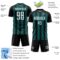 Custom Black White-Teal Vertical Brush Stroke Stripes Sublimation Soccer Uniform Jersey