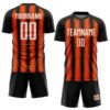 Custom Black White-Orange Vertical Brush Stroke Stripes Sublimation Soccer Uniform Jersey